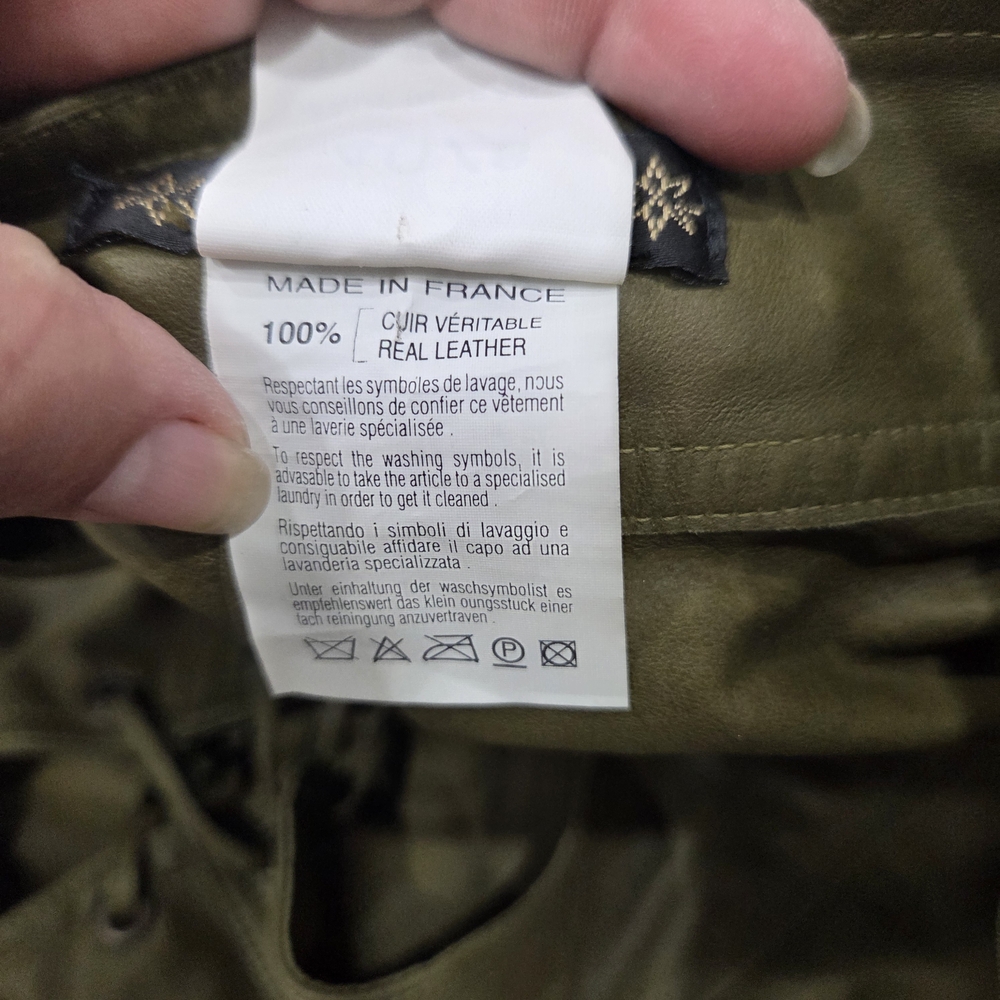 Rare Plein Sud Leather Olive Green  Button-Up Pant Set - Picture 16 of 16